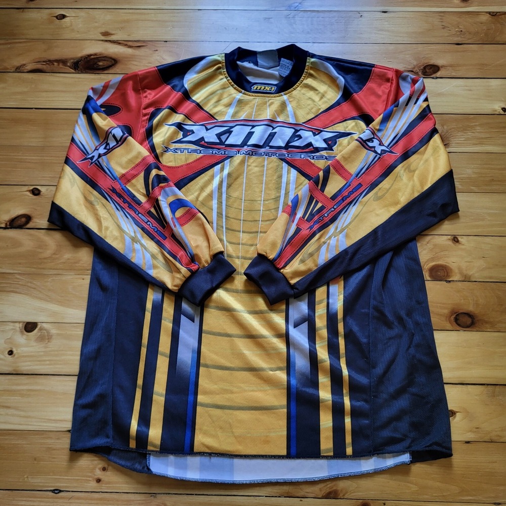 Vintage Extreme Moto Cross Jersey Mens Medium Yellow Performance Racing Biker